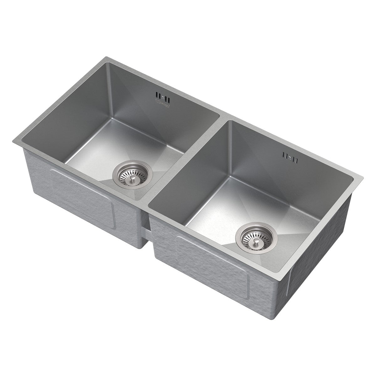 ECD Germany Sanitär Double Évier Inox Argent 2 Bacs