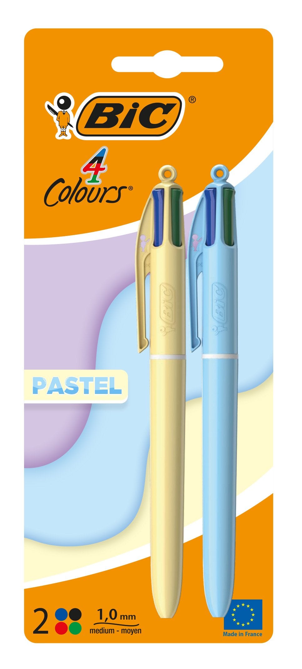 BIC 4 Couleurs stylo bille pastel lot de 2