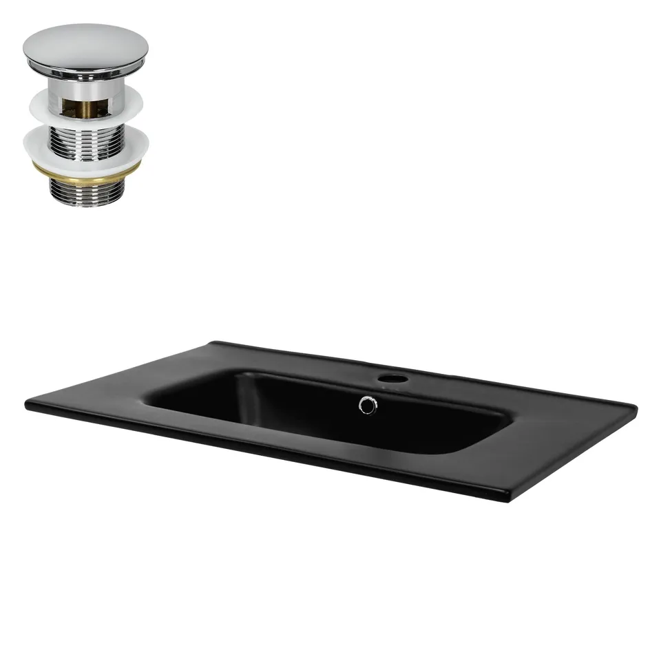 ECD Germany ML-Design vasque céramique noire 71 cm avec bonde