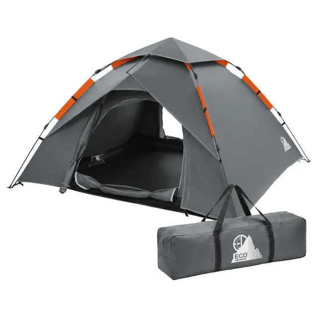 ECD Germany Tente Camping Pop-Up 4 Places Grise Double Paroi