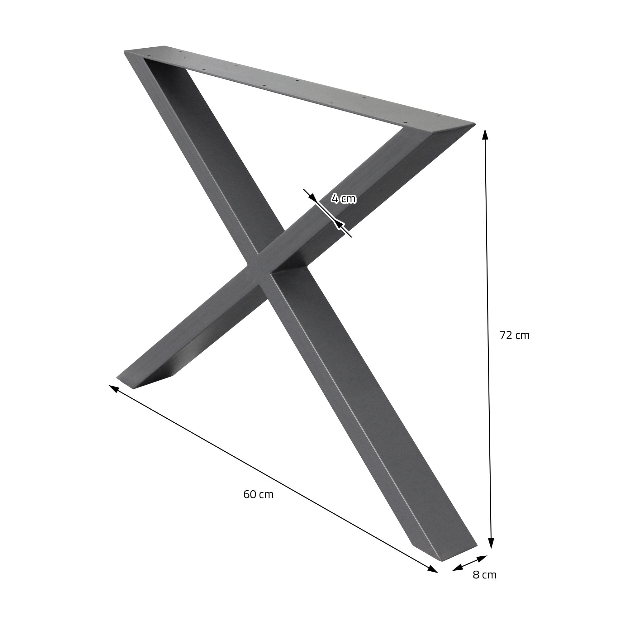 ECD Germany pieds table X-Design 60x72 cm anthracite lot 2