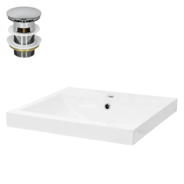 ECD Germany Sanitär lavabo céramique blanc 54,5 cm + bonde
