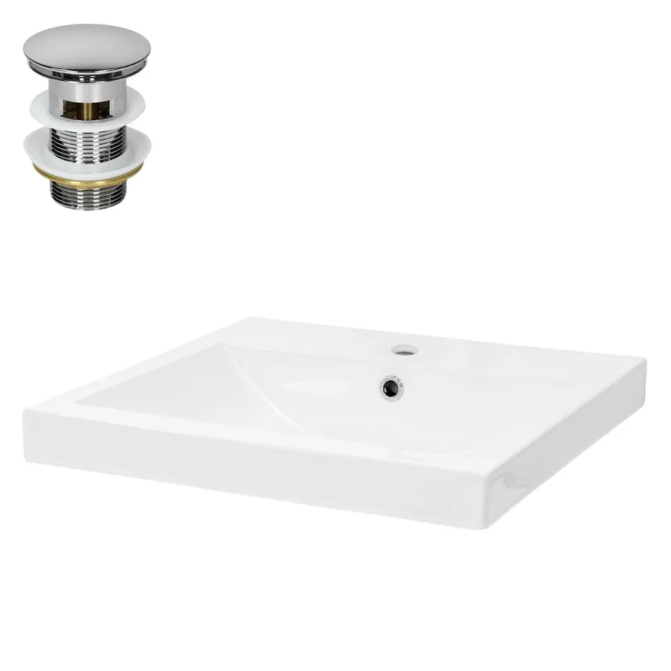 ECD Germany Sanitär lavabo céramique blanc 54,5 cm + bonde