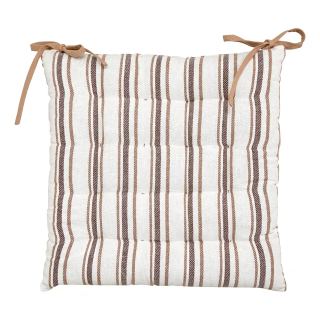 Stokomani Maison galette de chaise rayures lin 38x38 cm