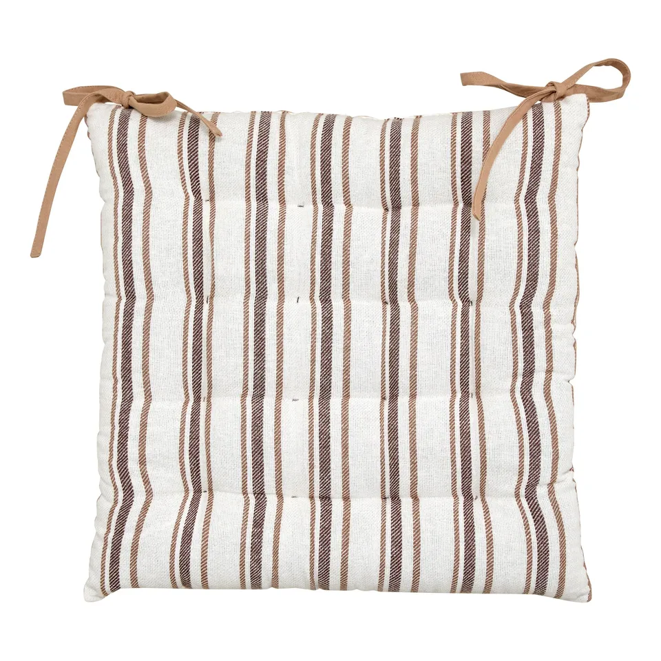 Stokomani Maison galette de chaise rayures lin 38x38 cm