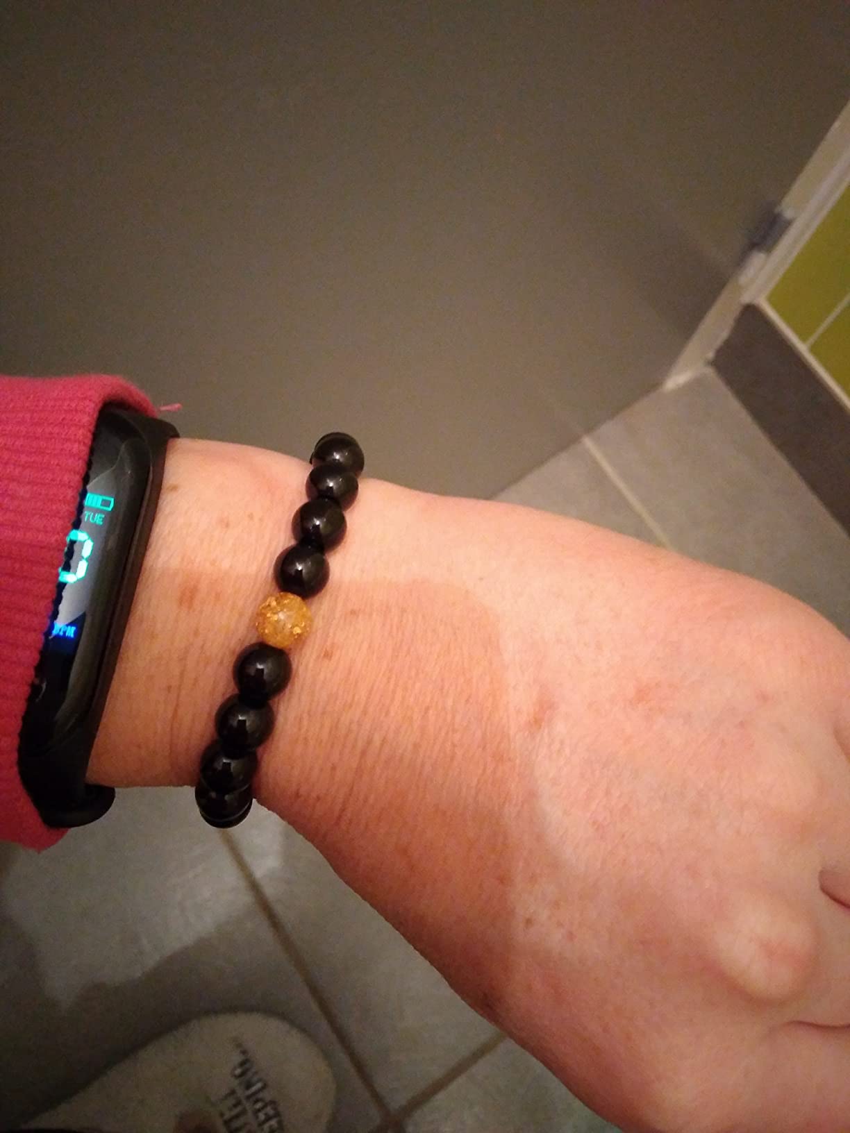 Shop-Story Lifestyle Bracelet perles onyx noir perle pailletée