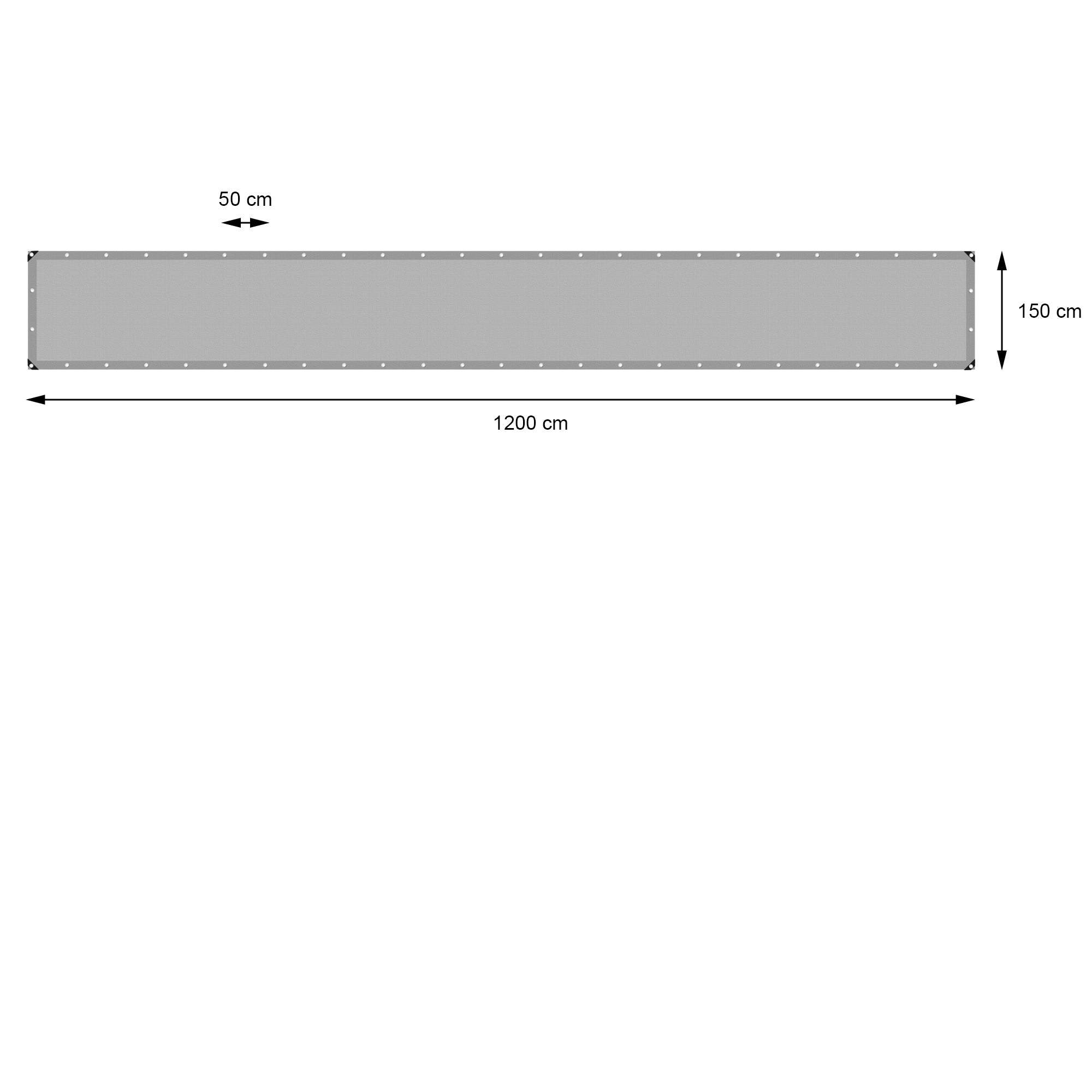 ECD Germany bâche grise 1,5x12 m 260g/m² œillets PE