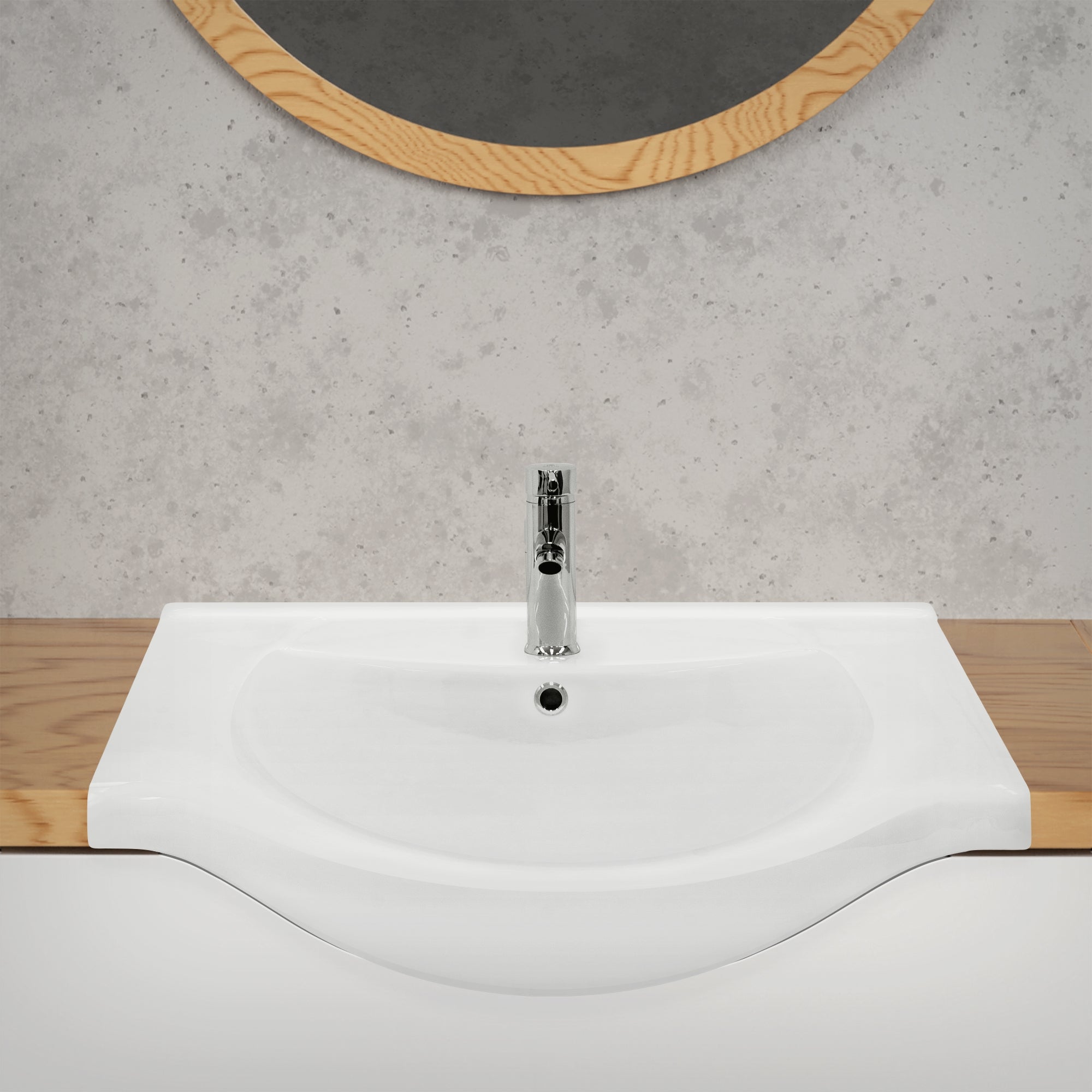 ECD Germany Sanitär ML-Design lavabo blanc 77x51,5 cm avec bonde