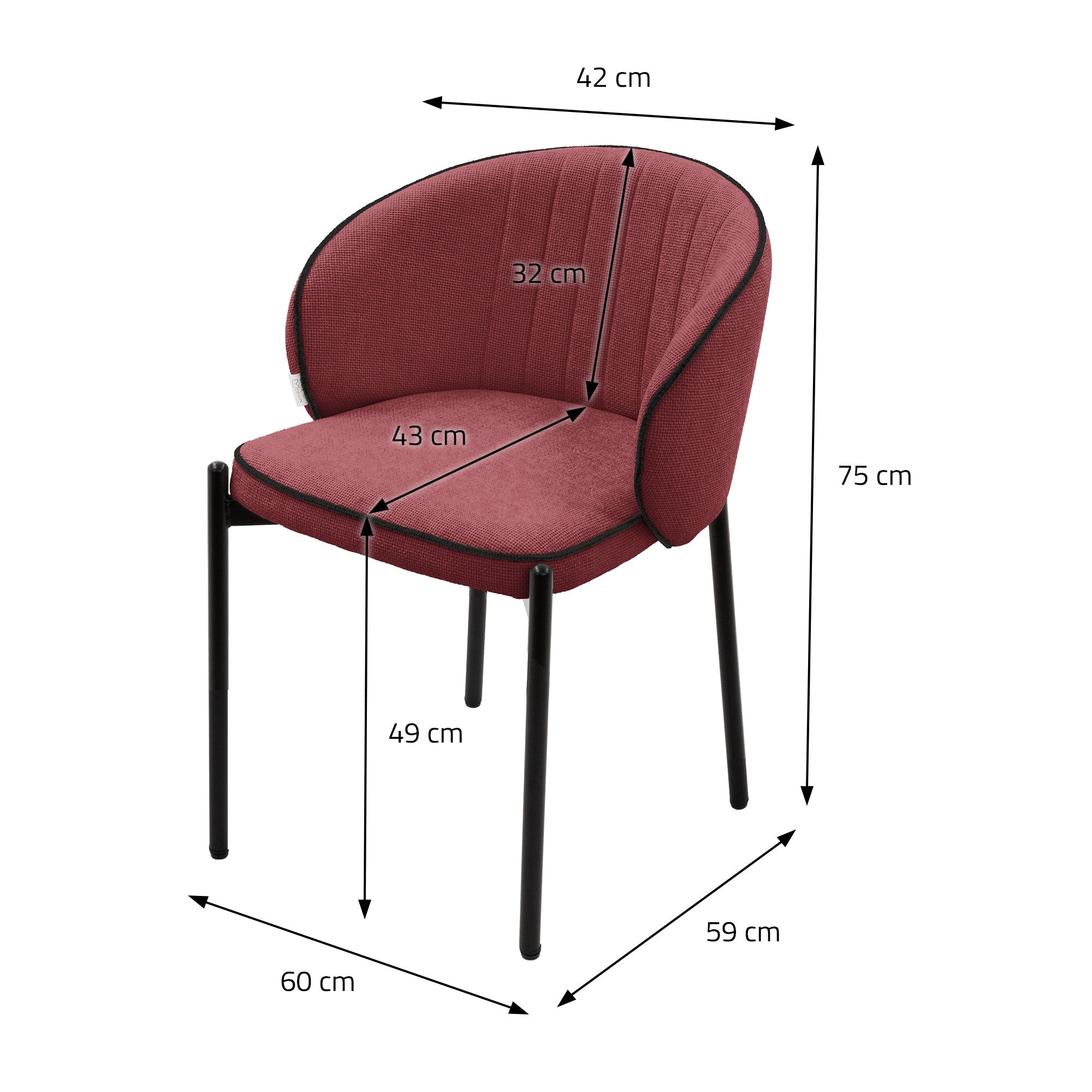 ML-Design lot 2 chaises salle à manger rouges avec accoudoirs