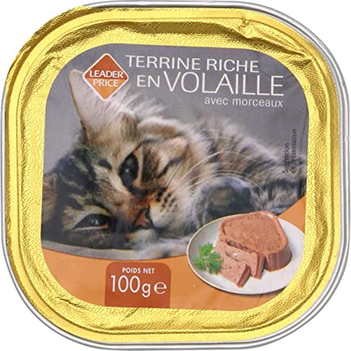 Leader Price Chats Terrine Volaille 100g pâtée chat morceaux