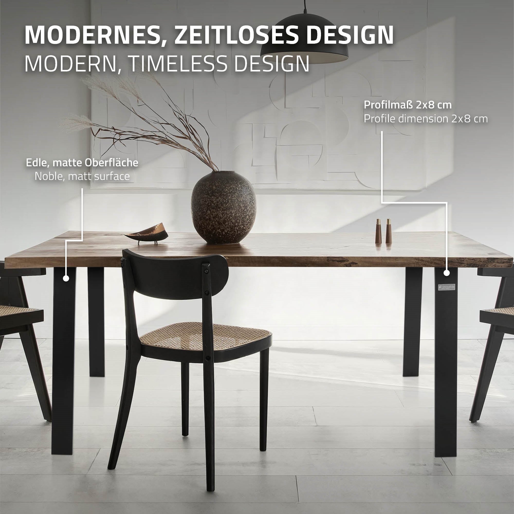 ECD Möbel Loft set 2 pieds table noir 90x72 cm