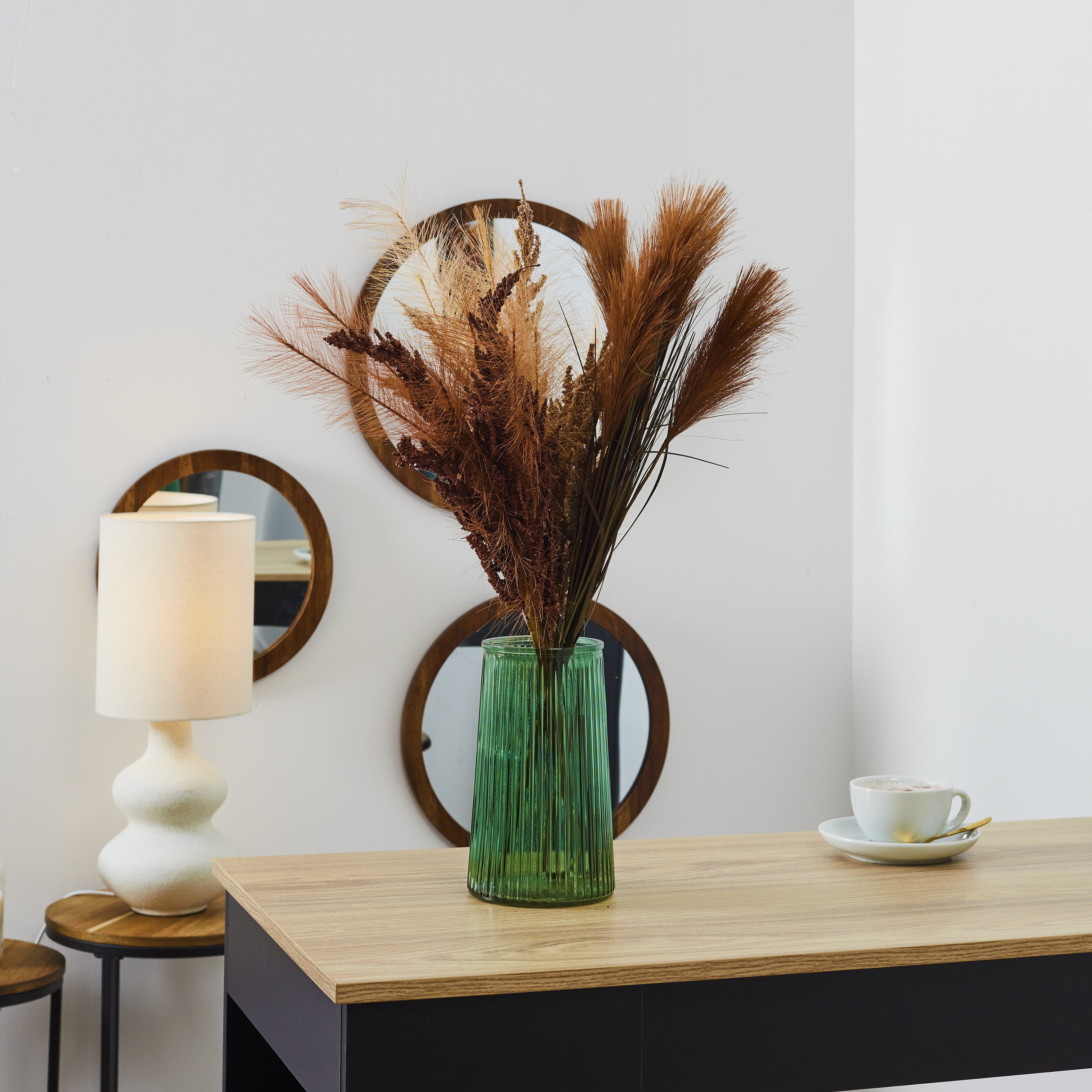 Vase strié Louise fleurs fraîches et séchées 21,5 cm