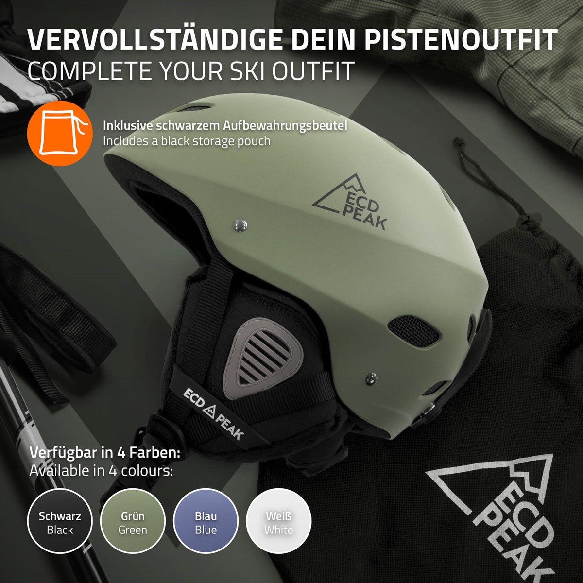 ECD Germany Sport casque ski vert M 55-58 cm ventilé
