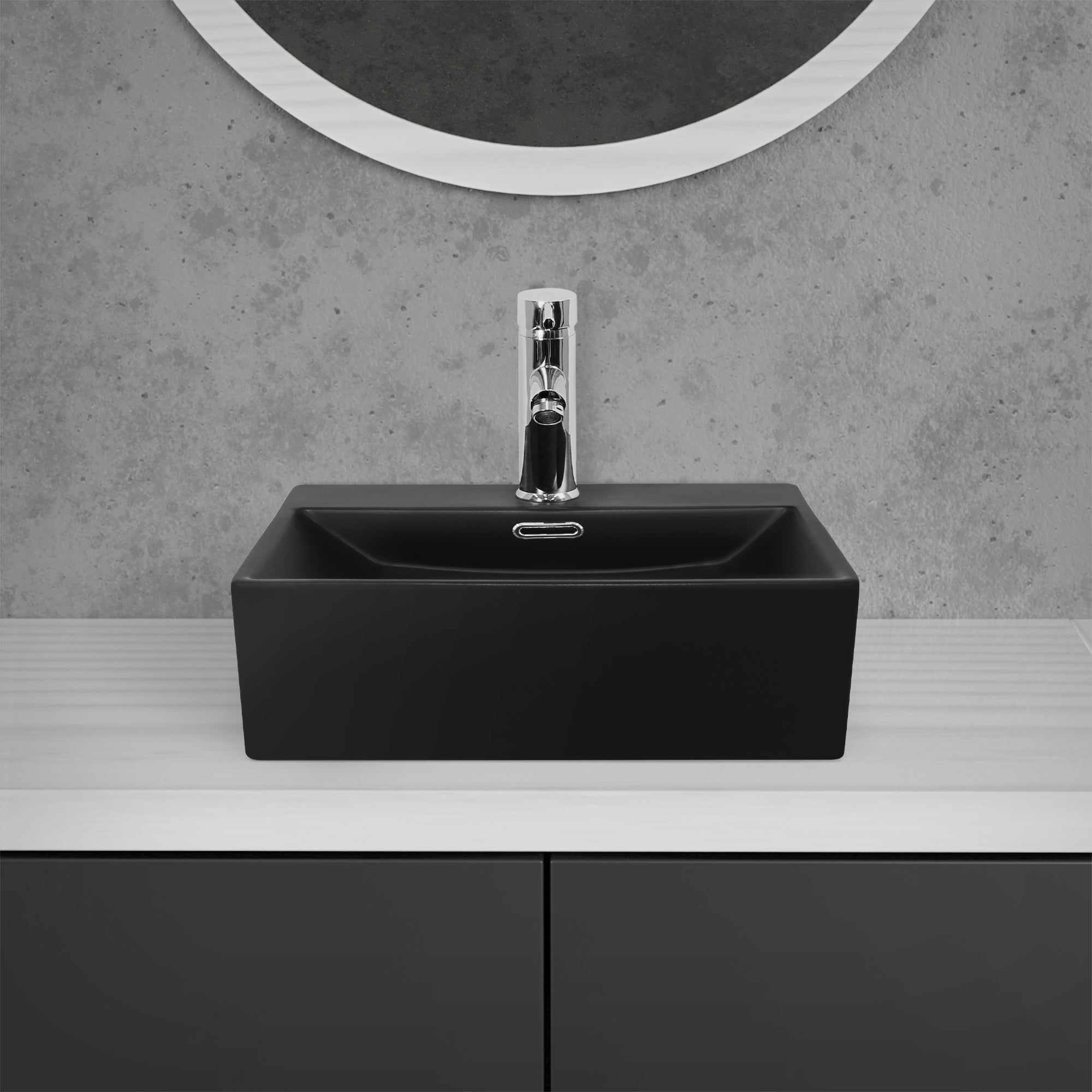 LuxeBath vasque céramique noire rectangulaire 41,5 cm
