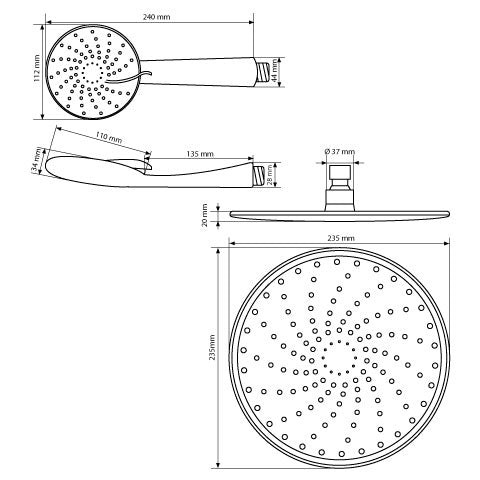 ECD Germany set douche rond blanc douchette + ciel inox