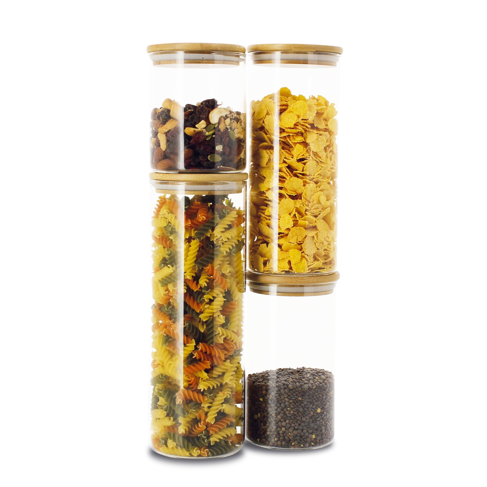 Stokomani Maison 4 bocaux verre couvercles conservation