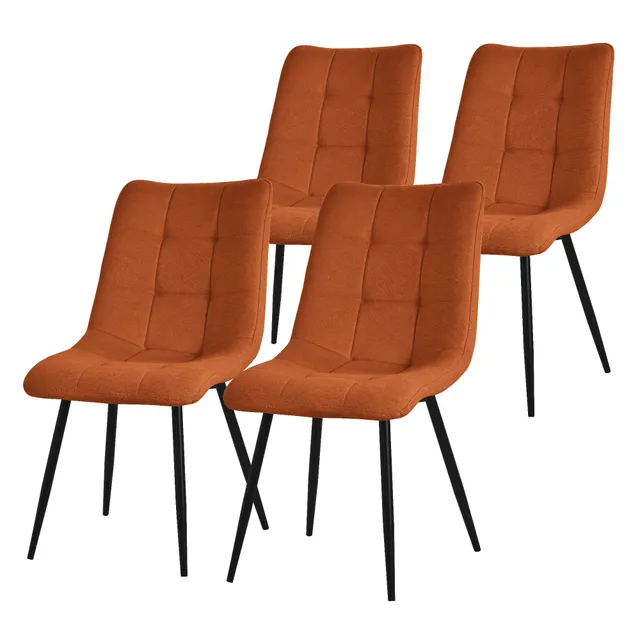 ECD Möbel Chaises salle à manger orange polyester x4 acier