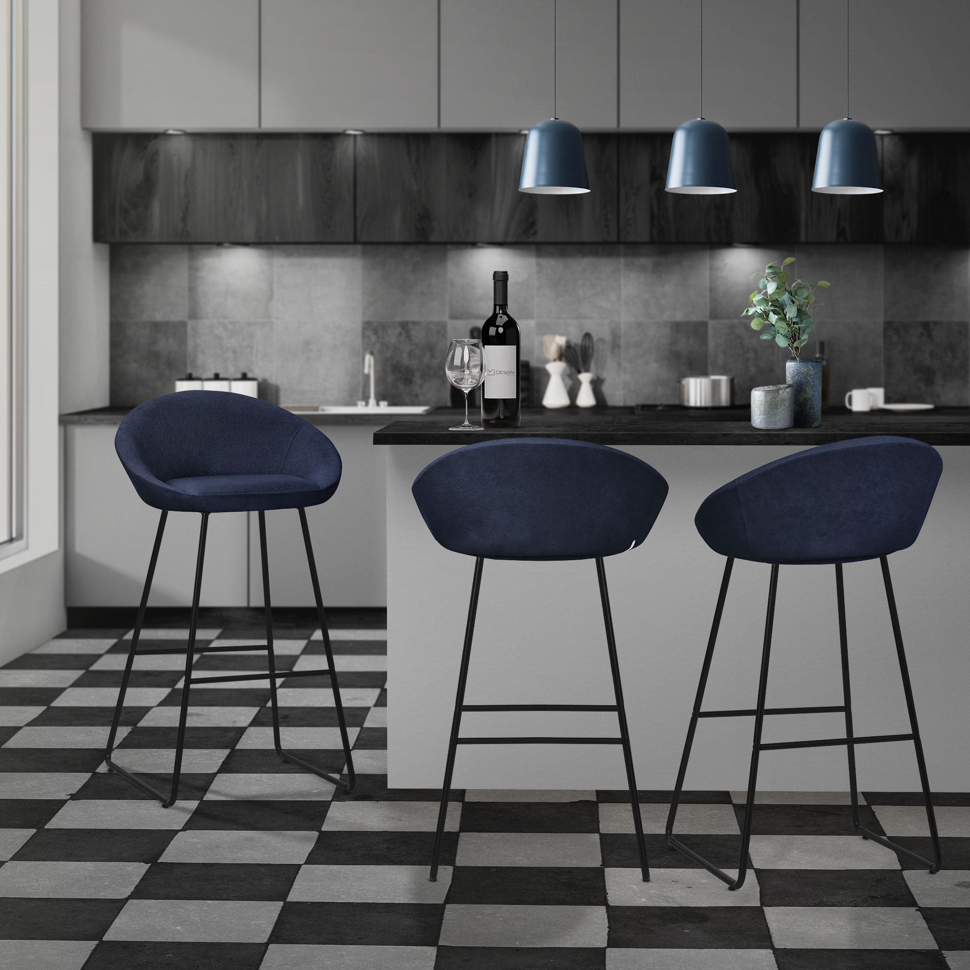 ECD Möbel ML-Design tabouret de bar bleu lot de 4