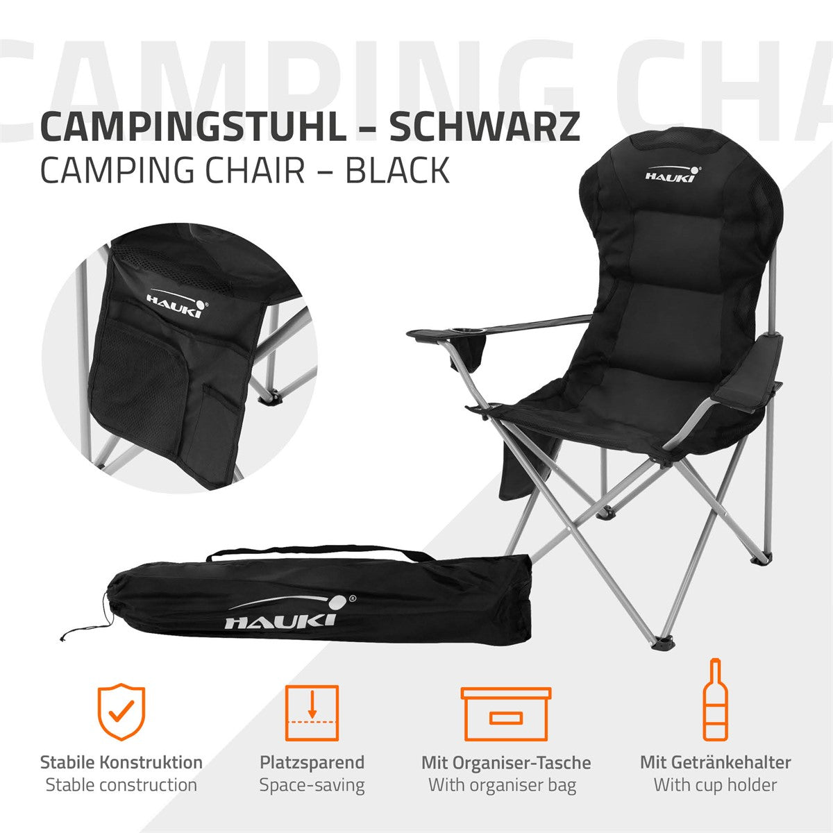 ECD Germany Hauki chaise camping pliable bleu 150 kg