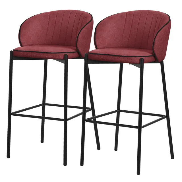 ECD Germany ML-Design tabouret de bar rouge tissu lot 2 50x101x54