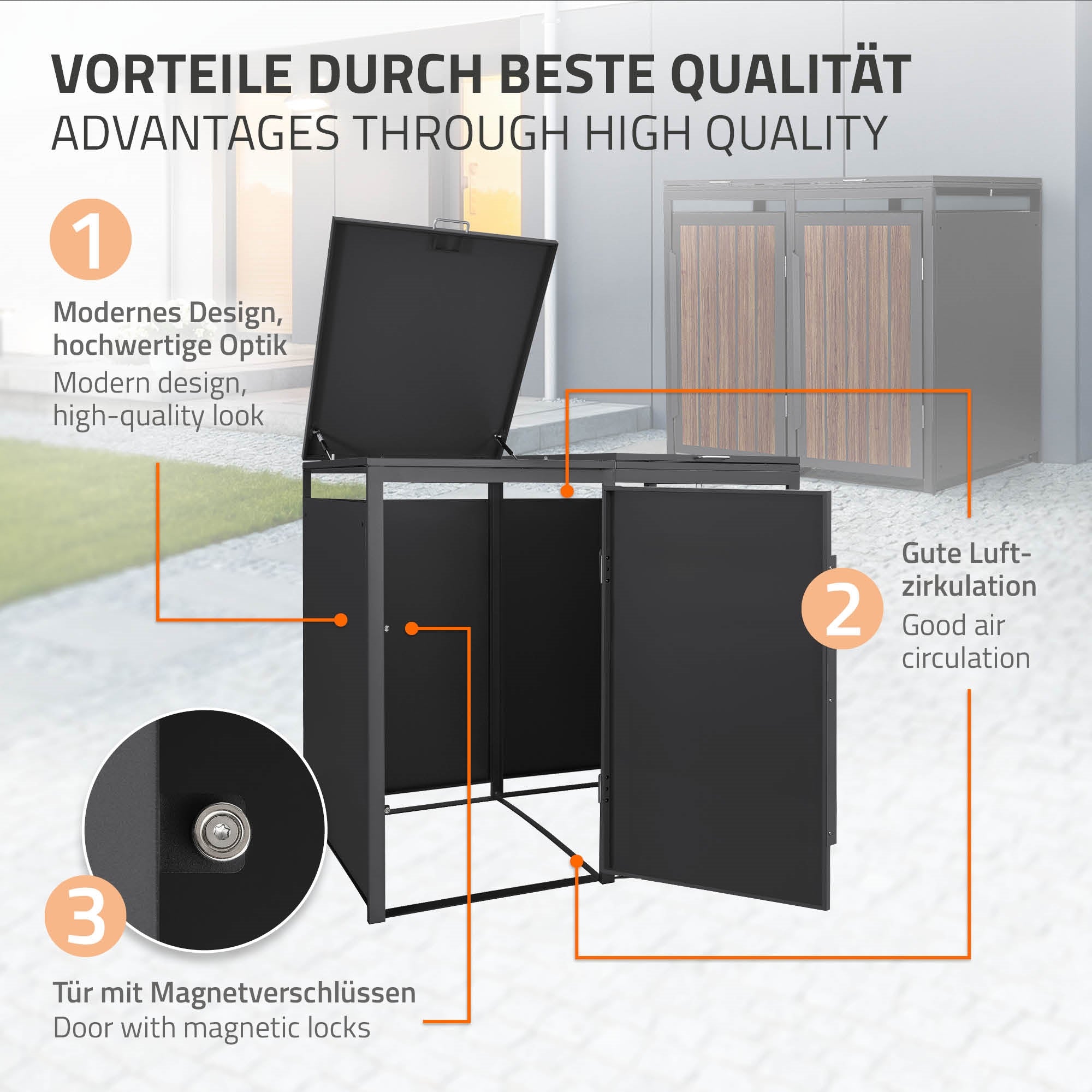 ECD Germany ML-Design cache-poubelles double 240L anthracite