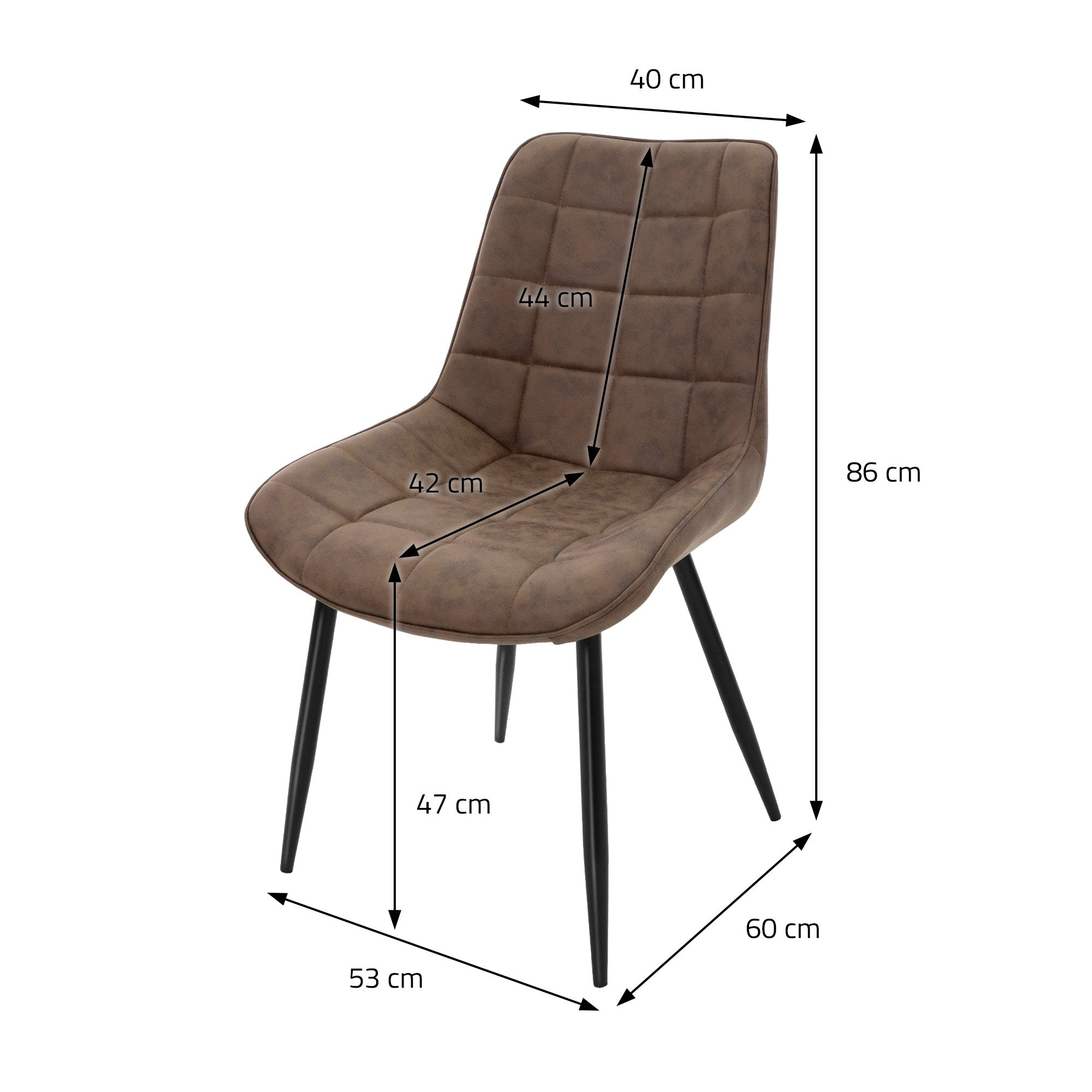 ECD Germany Möbel ML-Design chaise marron simili cuir lot de 4