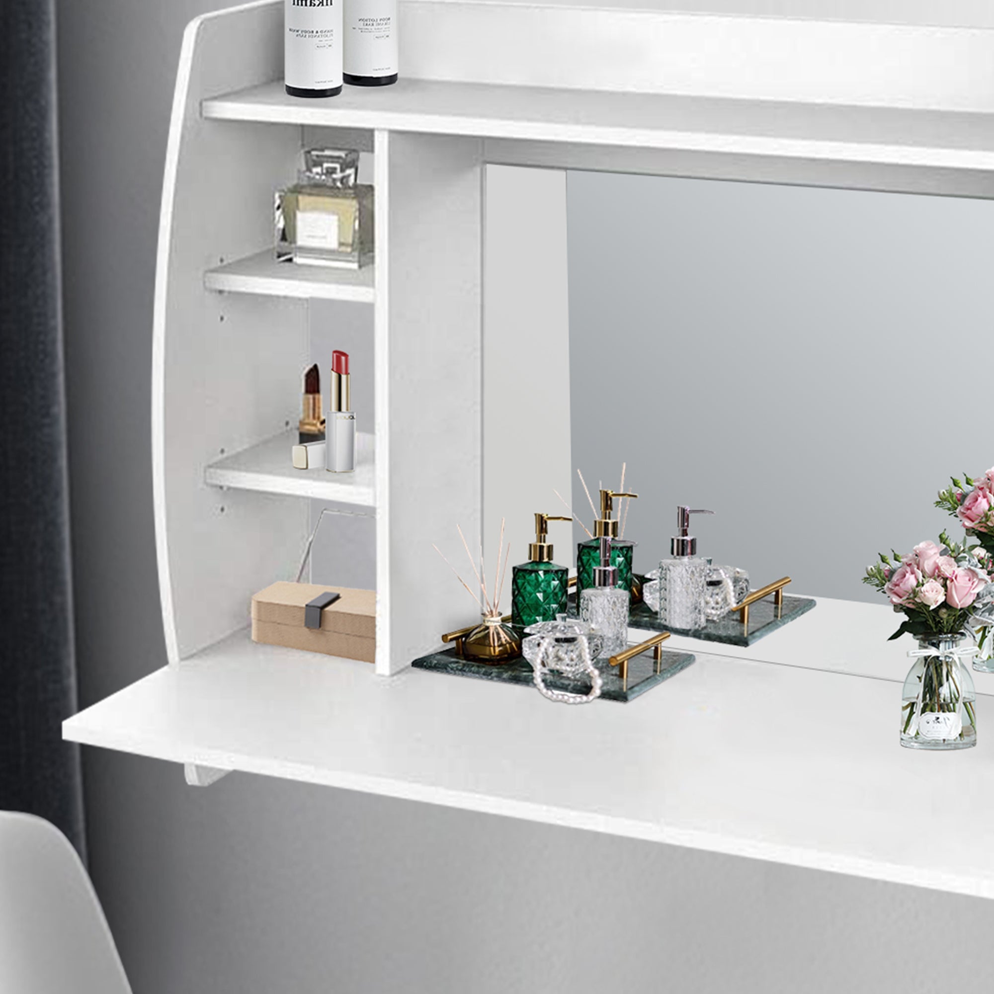 ECD Germany Möbel Coiffeuse murale blanche 110 cm avec miroir