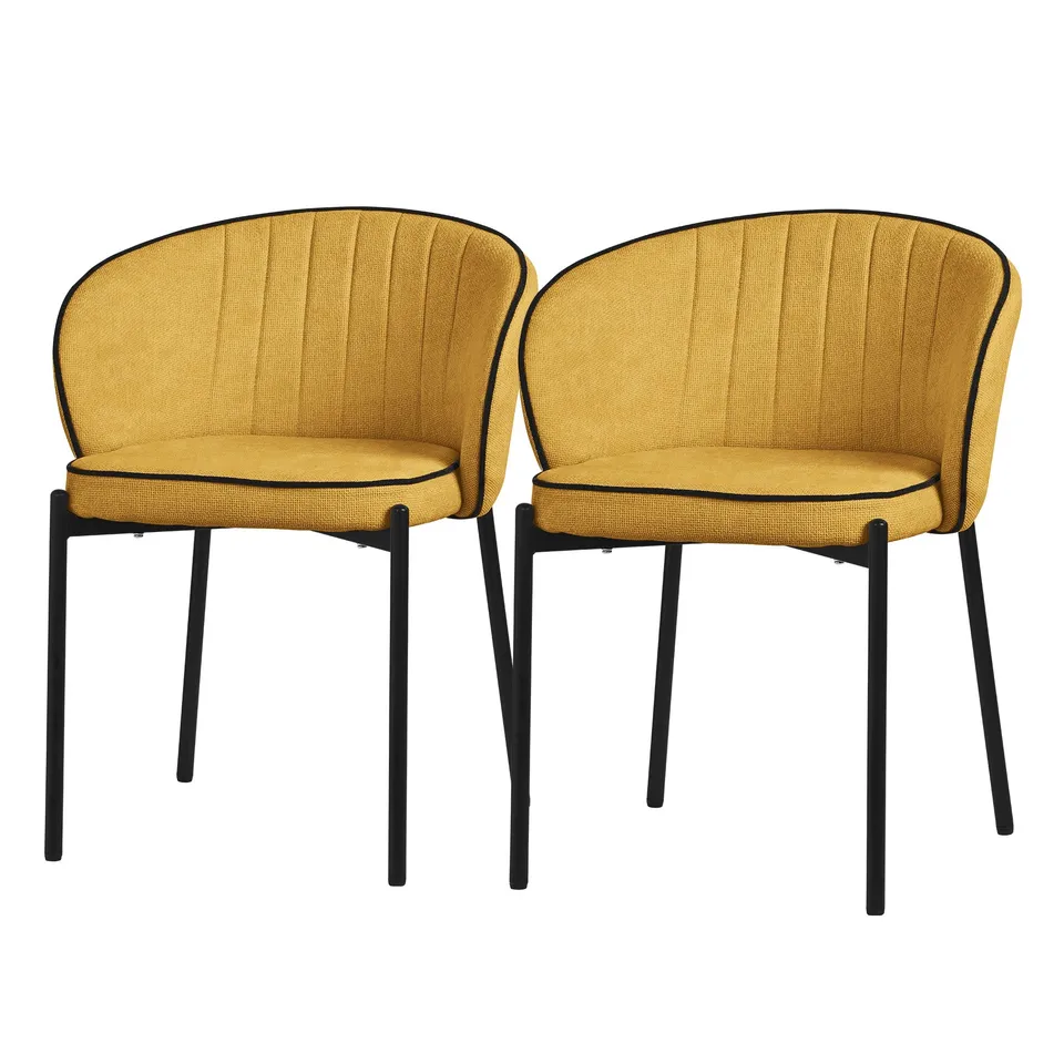 ECD Germany Möbel lot 2 chaises moutarde pieds métal