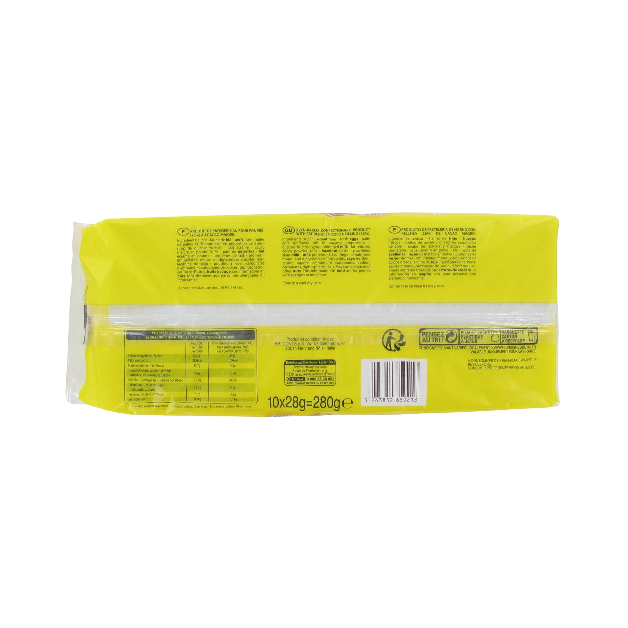 Leader Price Trancetto Gâteaux cacao x10 280g