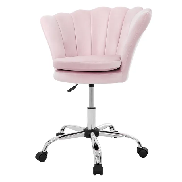 ECD Germany Möbel chaise bureau velours noire à roulettes coquillage