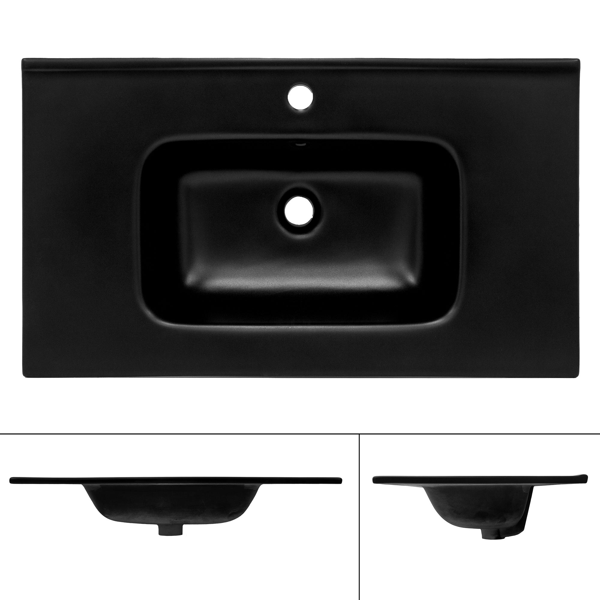 ECD Germany Sanitair vasque 81x46 cm noir céramique + bonde