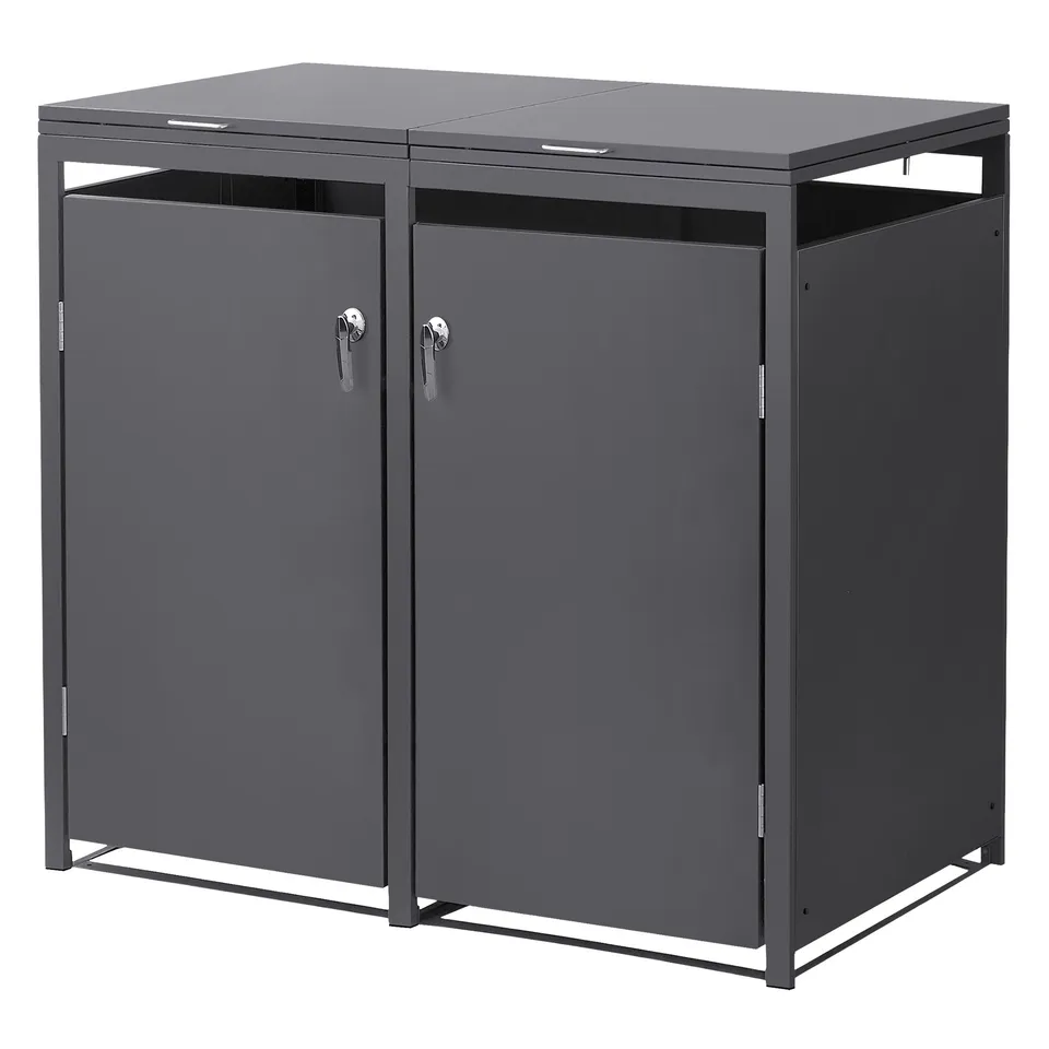 ECD Germany Garten cache-poubelle double acier anthracite 240L 132x80