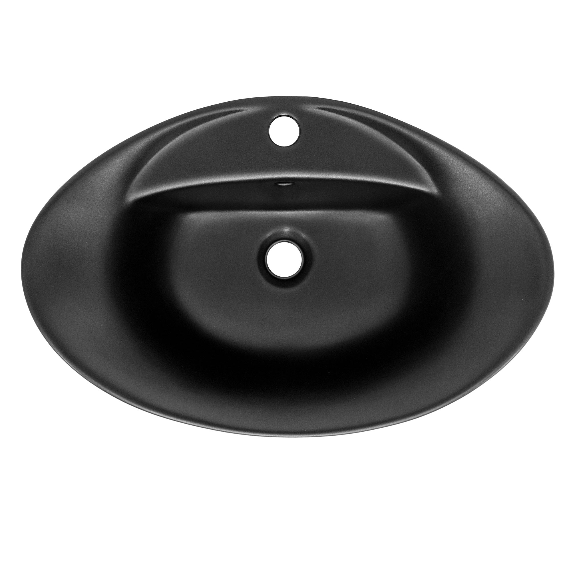 ECD Sanitär LuxeBath Vasque à Poser Noire 59 cm Céramique + Bonde