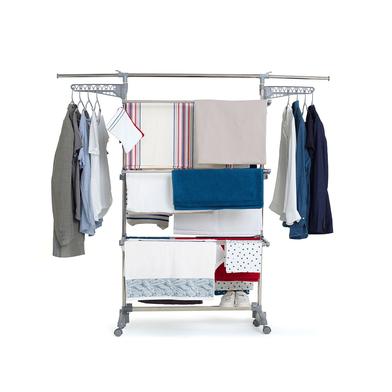 Red Deco Extra 25M séchoir linge 3 niveaux gris inox 30 accessoires