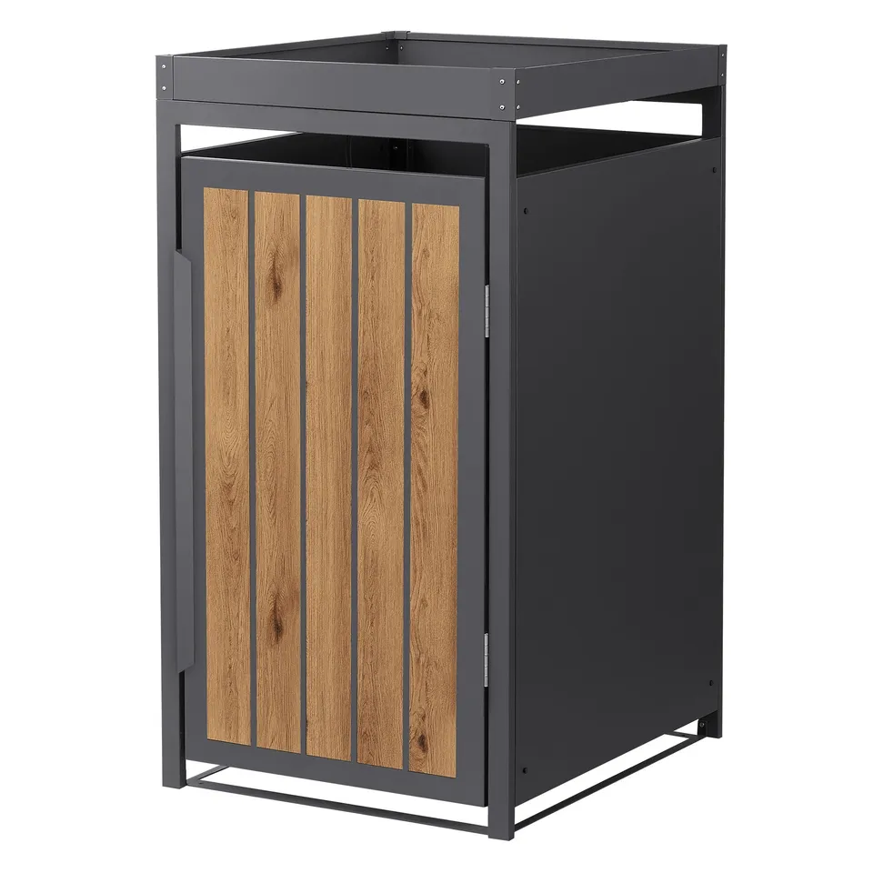 ECD Germany Garten cache poubelle acier 240L chêne foncé 1 place