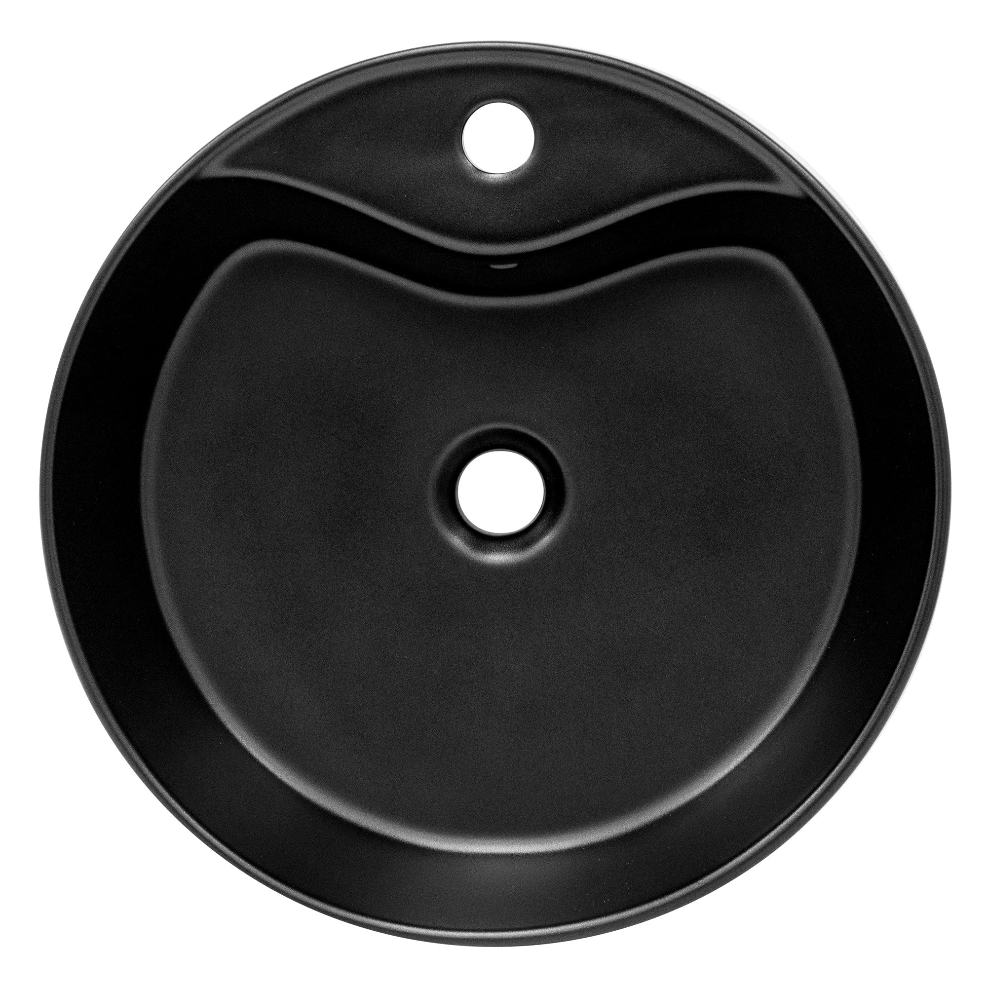 ECD Germany Sanitär ML-Design vasque ronde noire 46 cm avec bonde