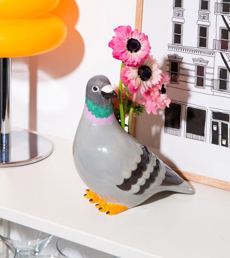 L'avant gardiste Vases vase pigeon fleurs céramique