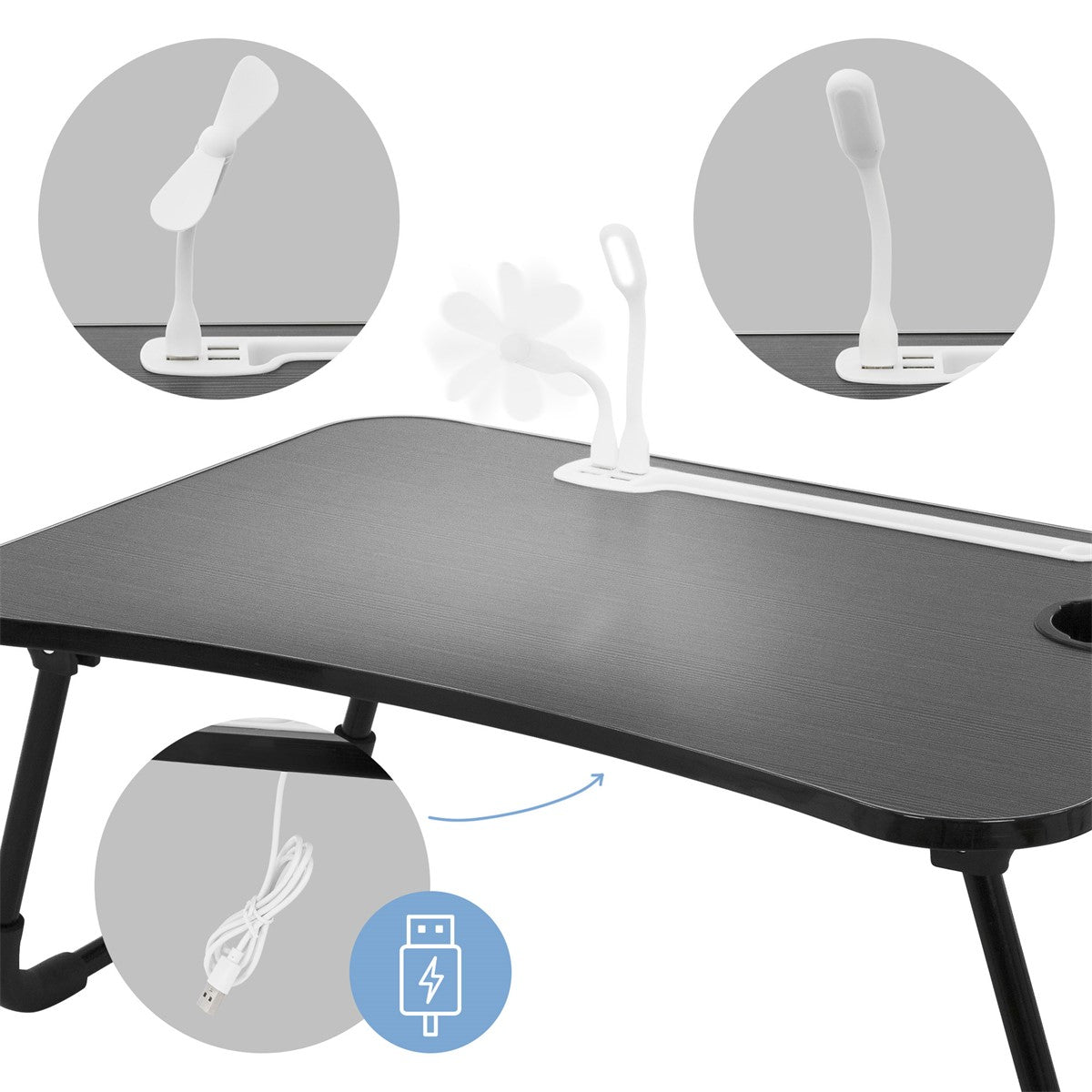 ECD Germany Möbel table lit USB 60x40 cm naturel MDF