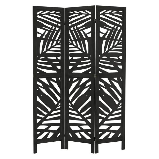 ECD Germany Kyoto paravent bois noir 3 volets 170x121 cm