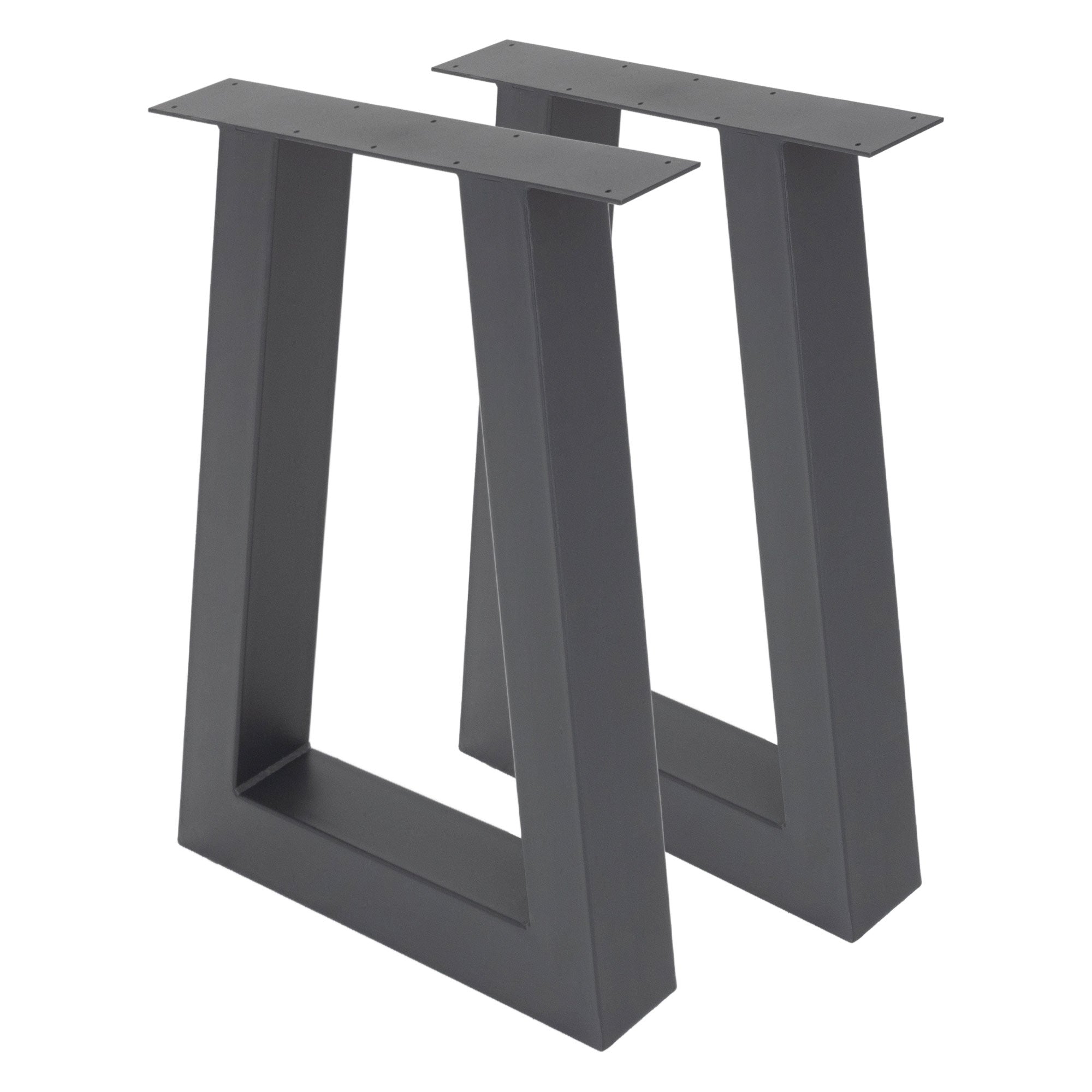 ECD Germany Möbel pieds de table trapèze acier noir 60x72 cm lot de 2