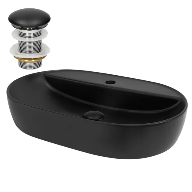 ECD Germany ML-Design vasque noire 60x40cm céramique + bonde