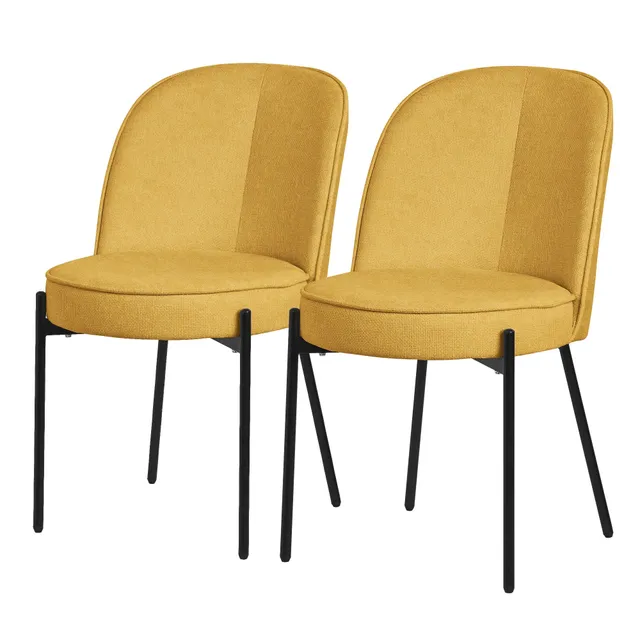 ECD Germany Möbel chaises salle à manger moutarde lot de 2 tissu