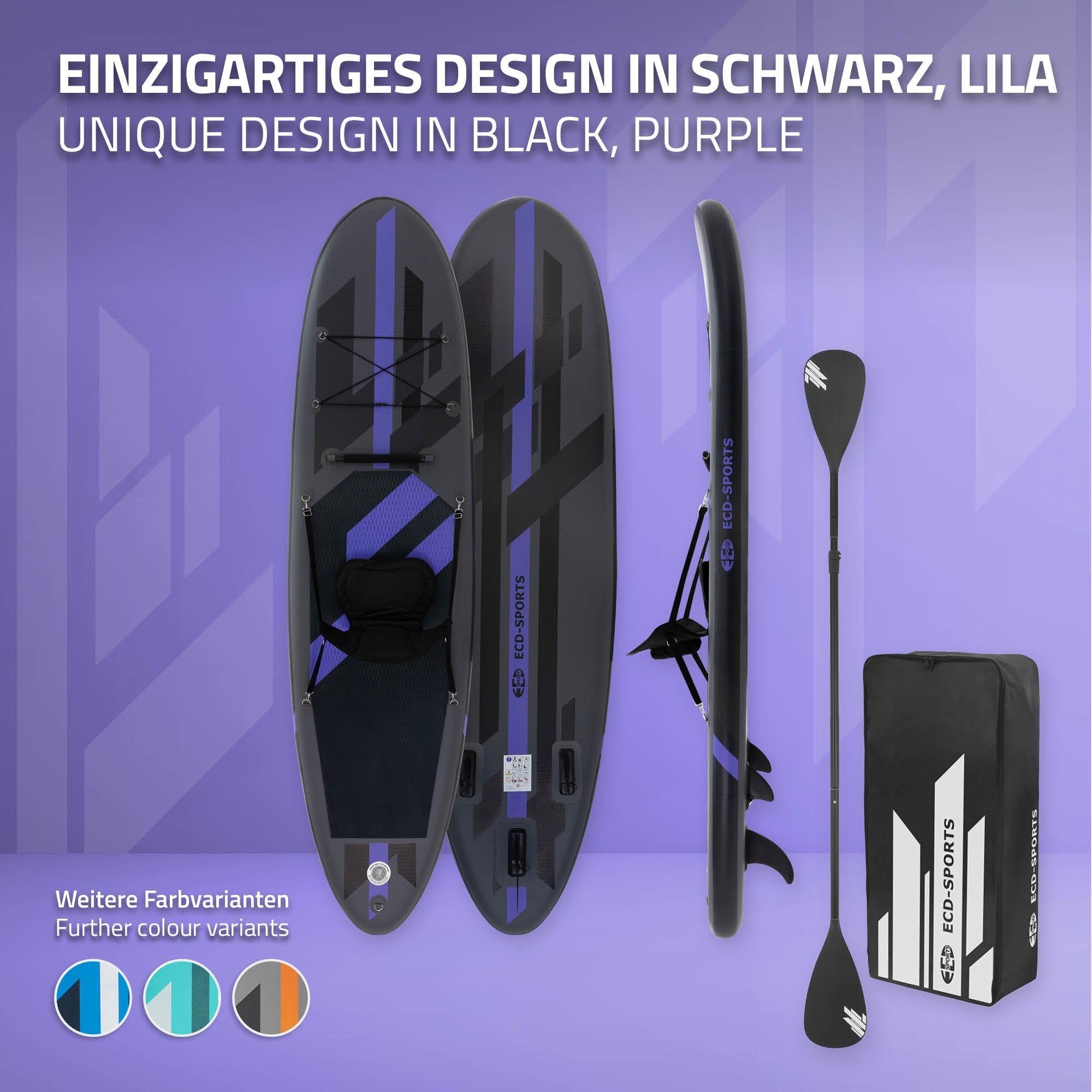 ECD Germany SUP 320x82x15 planche paddle noir siège kayak