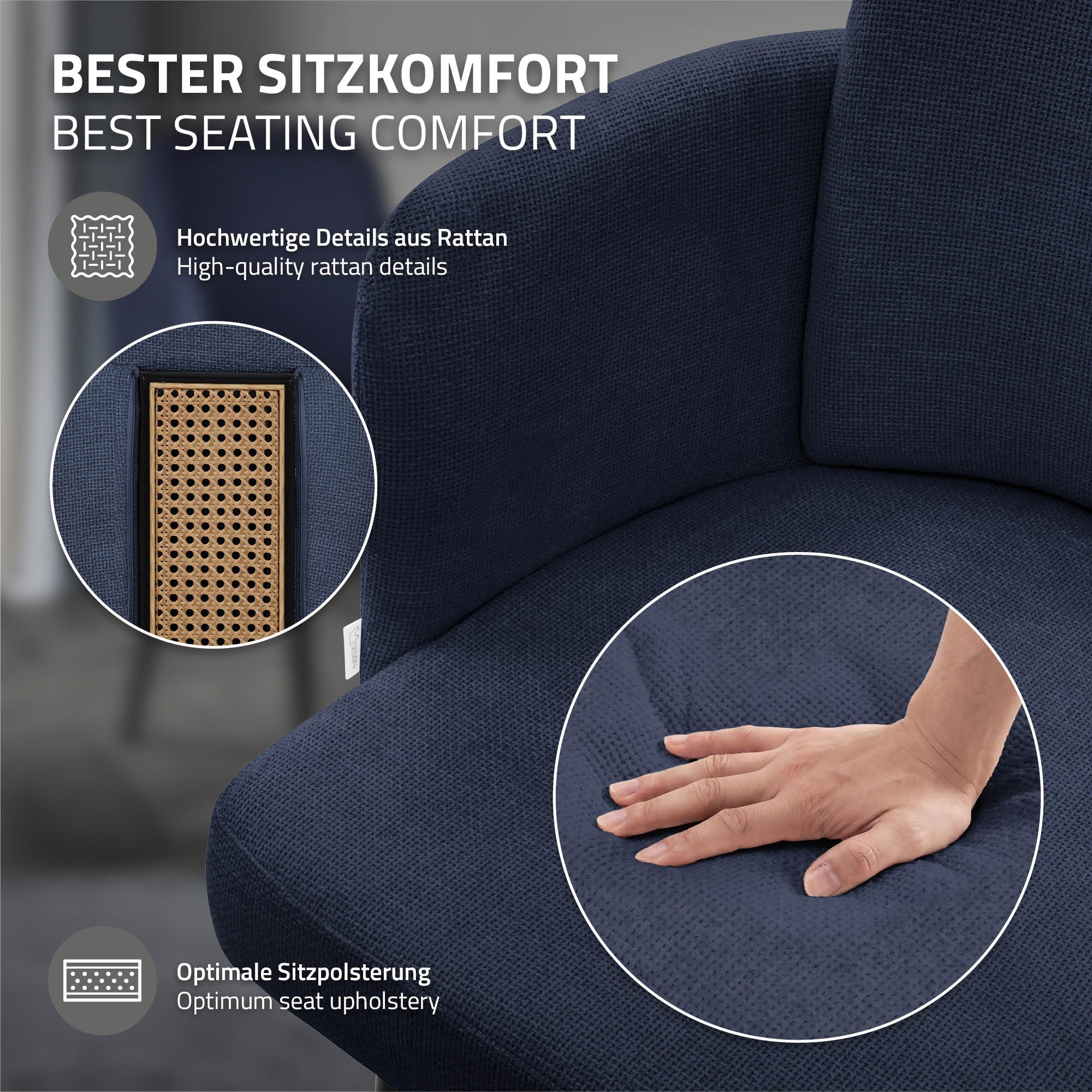ML-Design chaise salle à manger bleu foncé tissu 1 pièce