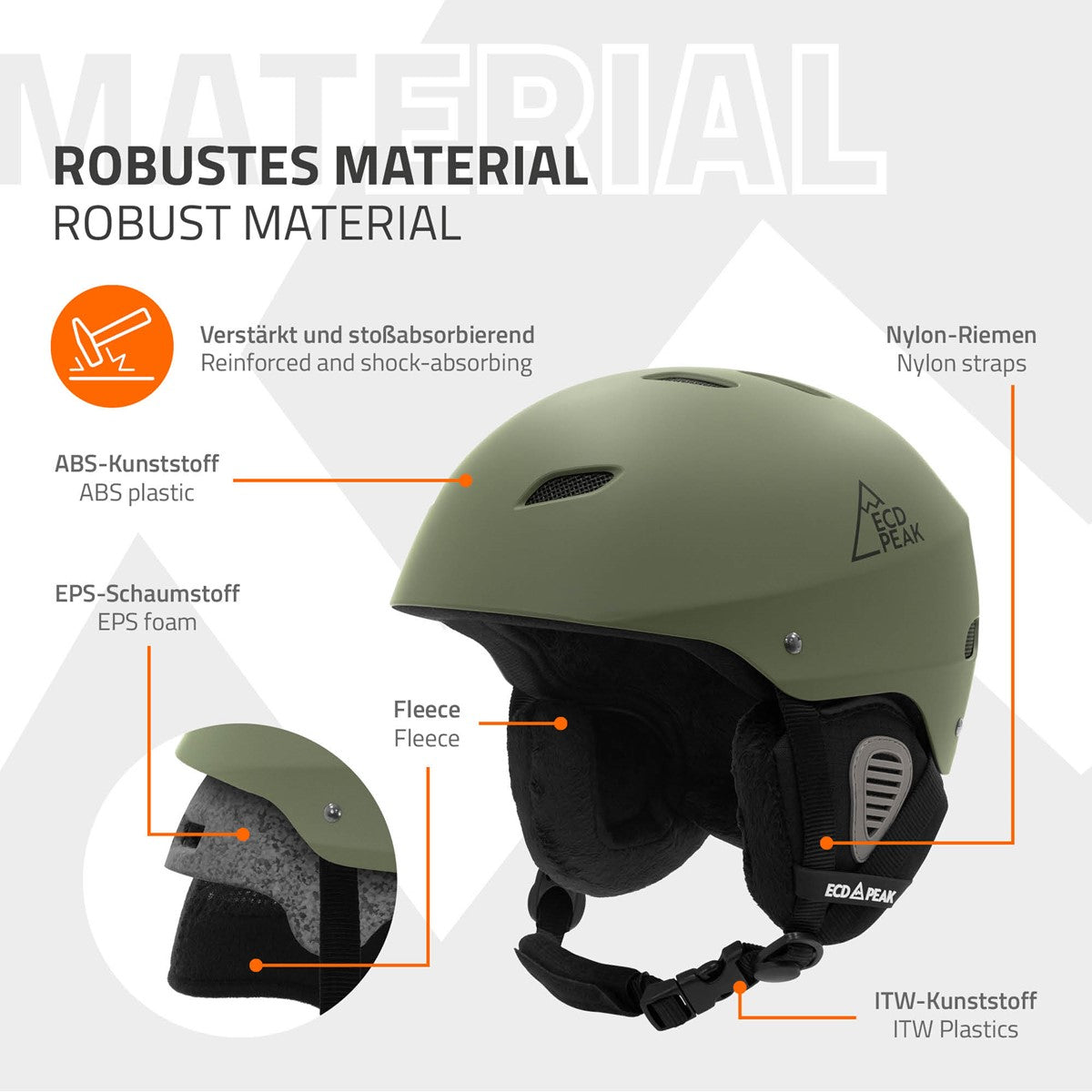 ECD Germany Sport casque ski S 51-54 cm vert ventilation