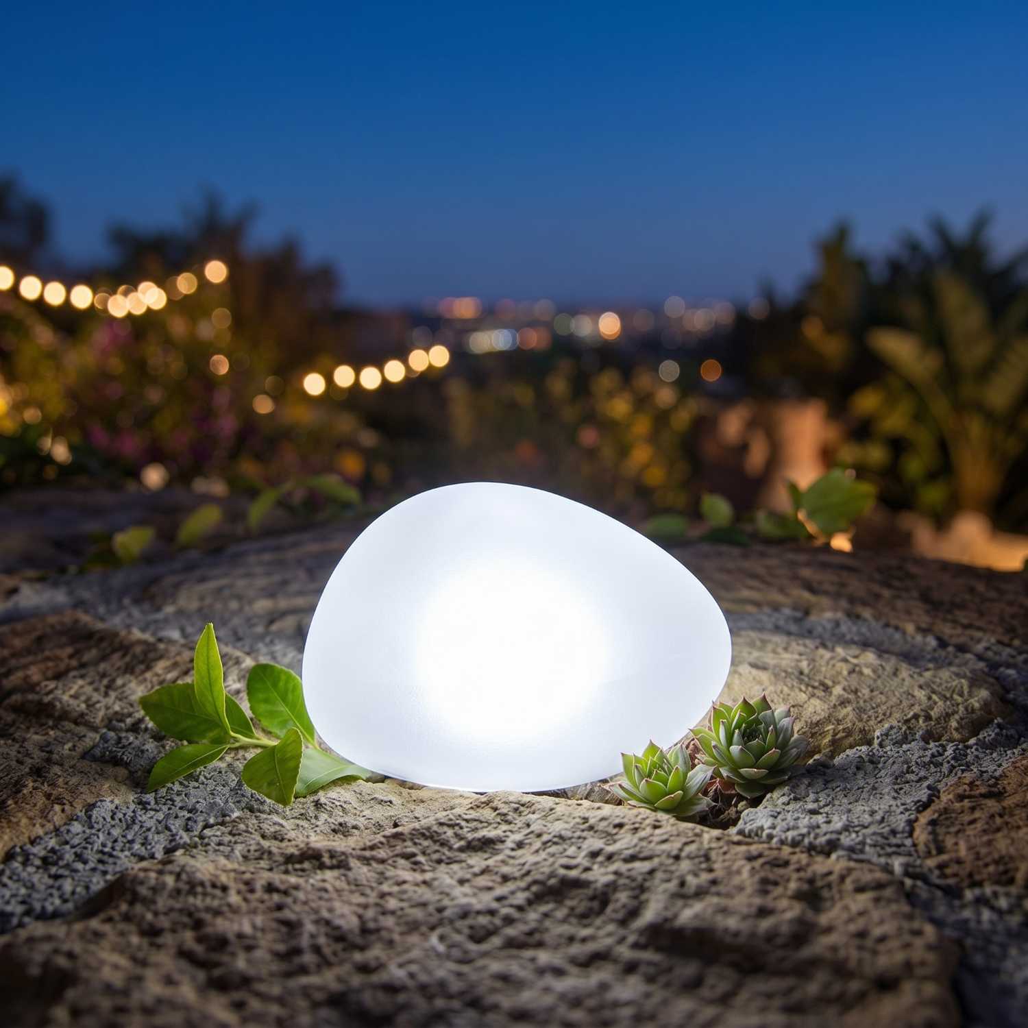 Red Deco Solenzara galet solaire LED blanc Ø16 cm