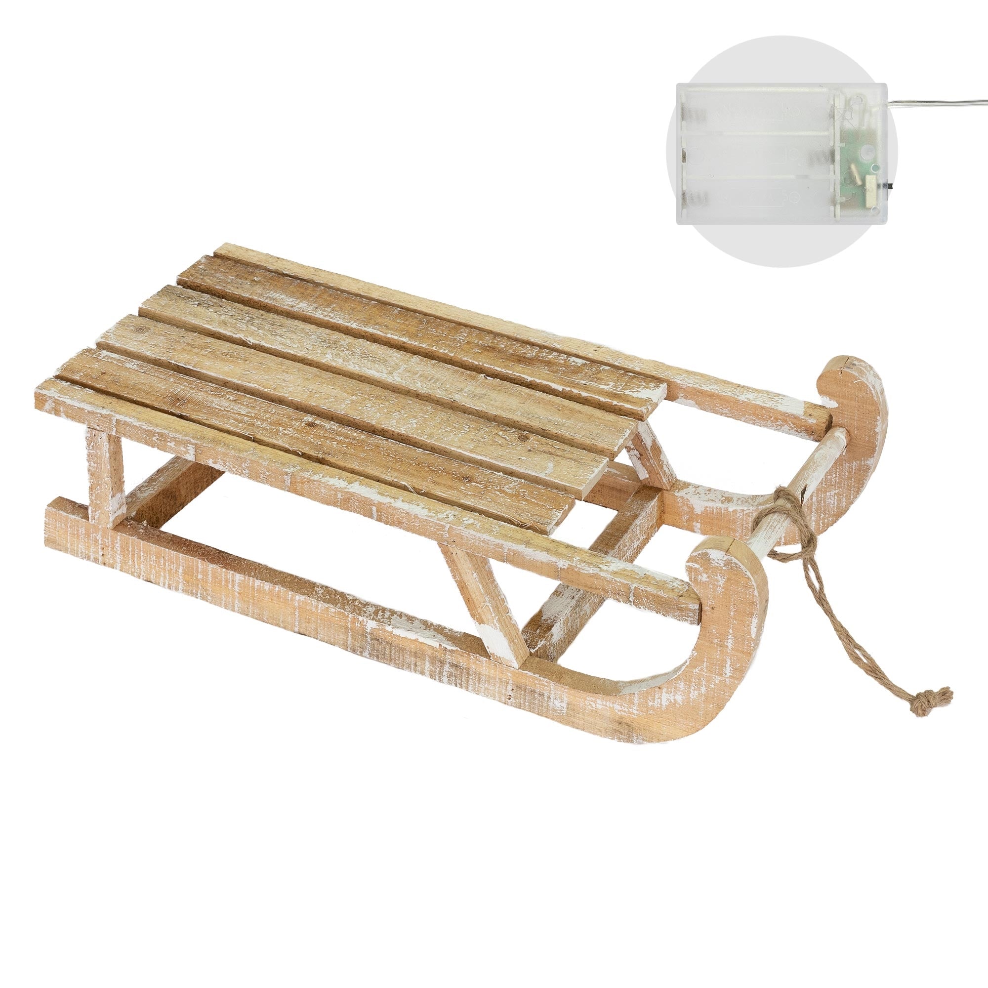 ECD Germany traîneau déco Noël bois marron 50,5 cm LED