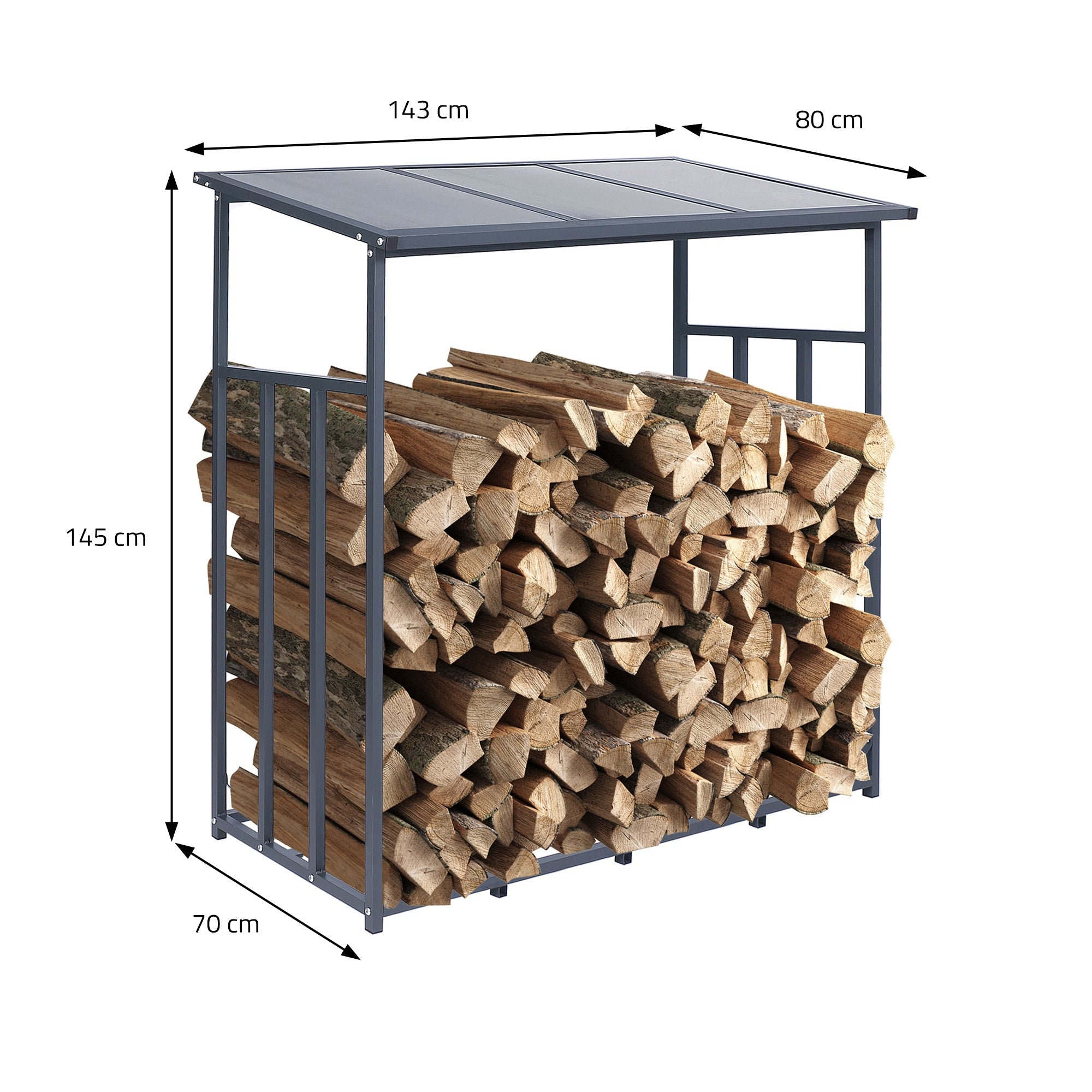 ML-Design Range-bûches 143x145x70 cm abri bois anthracite