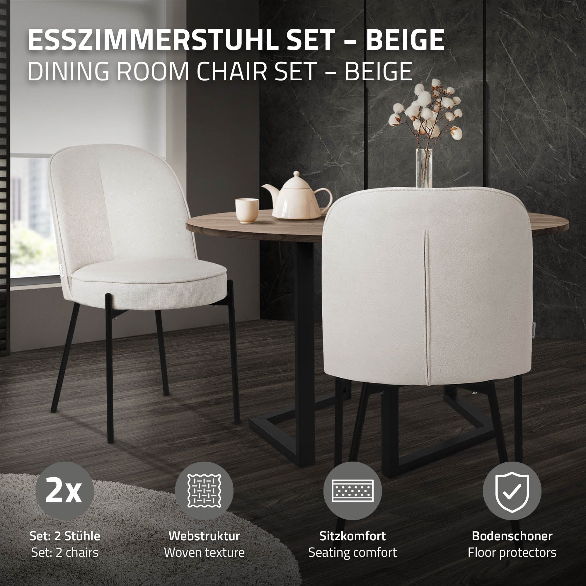 ECD Germany Möbel Esszimmerstuhl lin chaise anthracite lot 2