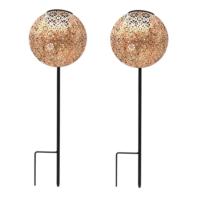 Red Deco Agadir lampe solaire lot de 2 bronze blanc chaud H45 cm